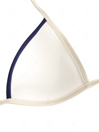 Deep Blue Contrast Binding Triangle Push Up Cheeky Boyshorts Bikini Set
