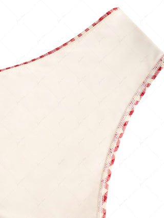 Pomegranate Red Gingham Grommet Lace Up Bikini Bottom