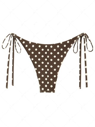Apricot Polka Dot Print Reversible Cheeky Brazilian Bikini Bottom
