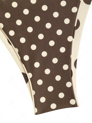 Apricot Polka Dot Print Reversible Cheeky Brazilian Bikini Bottom