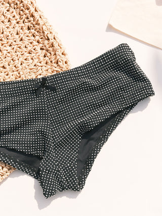 Black Pin Dot Jacquard Fabric Triangle Push Up Top & Cheeky Boyshort Bikini Set