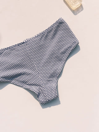Deep Blue Polka Dot Print Lace Up Bikini Bottom Cheeky Swim Boyshorts