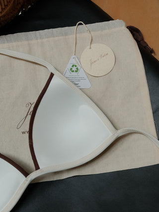 Deep Coffee Recycled Fabric Eyelet Jacquard Push Up Bikini Top