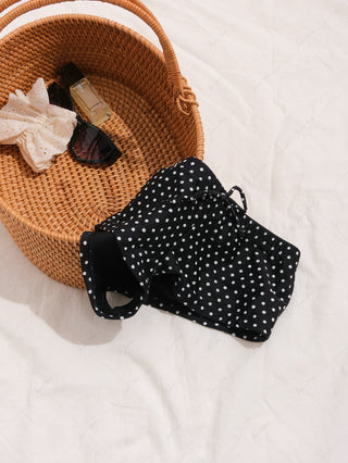 Black Polka Dot Print Bowknot Bikini Bottom Cheeky Swim Boyshorts