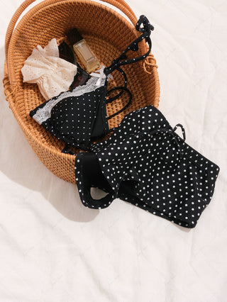 Black Polka Dot Print Bowknot Bikini Bottom Cheeky Swim Boyshorts