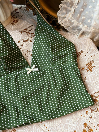 Plant Green Polka Dot Bowknot Deep V Neck Cheeky Boyshorts Tankini Set